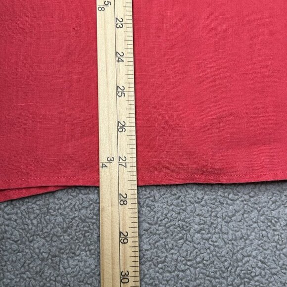 Eileen Fisher Linen Top S Coral Button Up Asymmetrical Hem Organic Irish Linen - Picture 11 of 11
